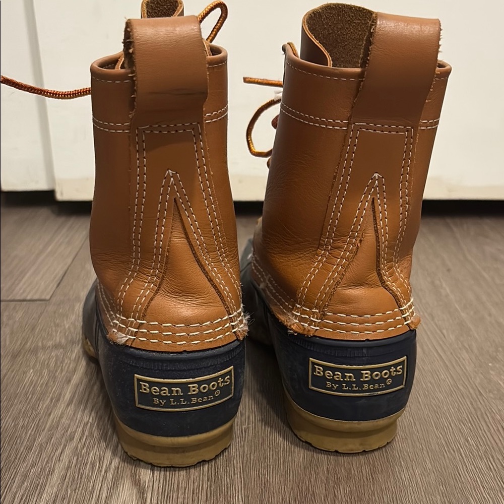 SOLD Women's Tan and Blue Duck Boots - Picture 2 of 8